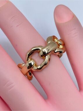 Gold Tone Chunky Chain Link Ring Bold Statement Fashion